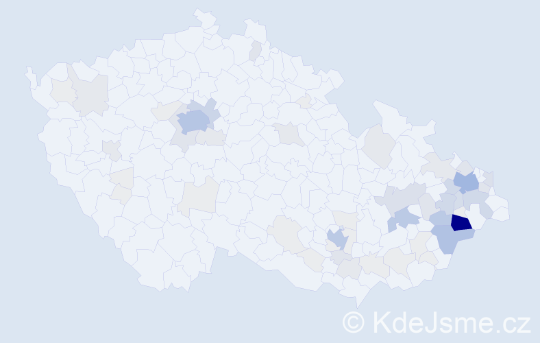 Příjmení: 'Mičkal', počet výskytů 247 v celé ČR