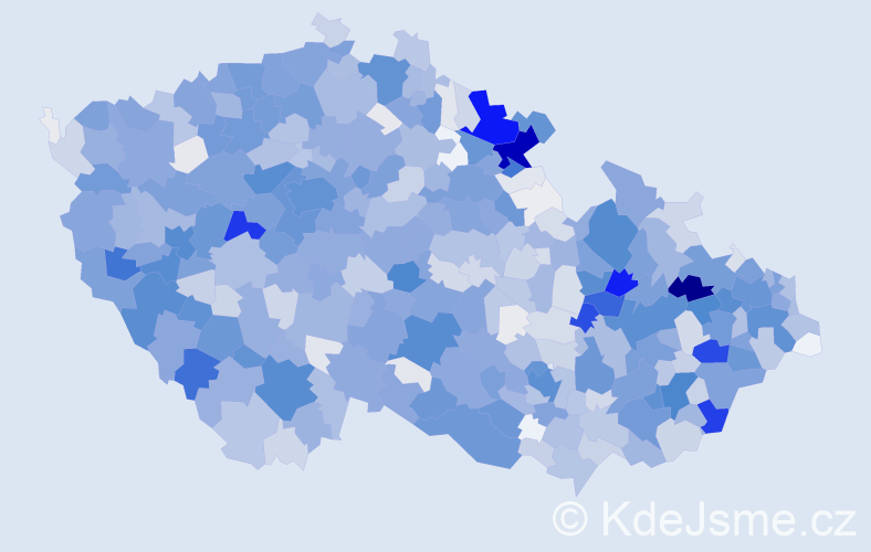 Příjmení: 'Vlček', počet výskytů 6900 v celé ČR