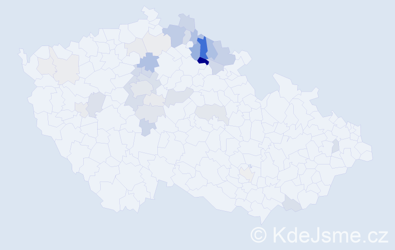 Příjmení: 'Korbelář', počet výskytů 123 v celé ČR