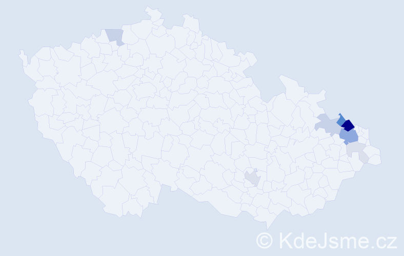 Příjmení: 'Thiemel', počet výskytů 45 v celé ČR