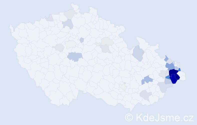 Příjmení: 'Biolek', počet výskytů 139 v celé ČR