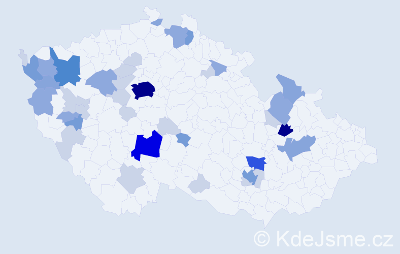 Příjmení: 'Pecher', počet výskytů 112 v celé ČR