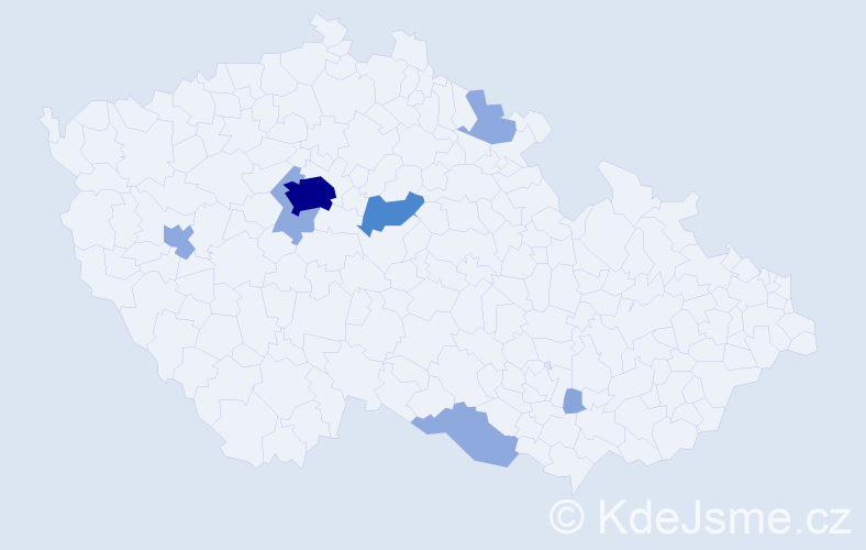 Příjmení: 'Kemza', počet výskytů 19 v celé ČR