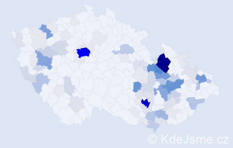 Příjmení: 'Kobza', počet výskytů 442 v celé ČR