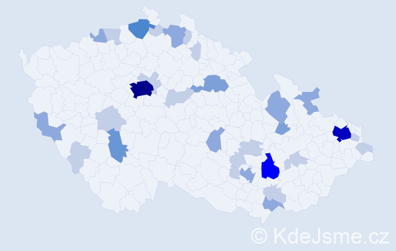 Příjmení: 'Rieglová', počet výskytů 75 v celé ČR