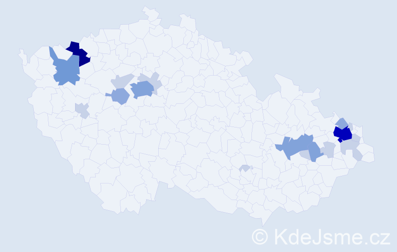 Příjmení: 'Klimčáková', počet výskytů 49 v celé ČR