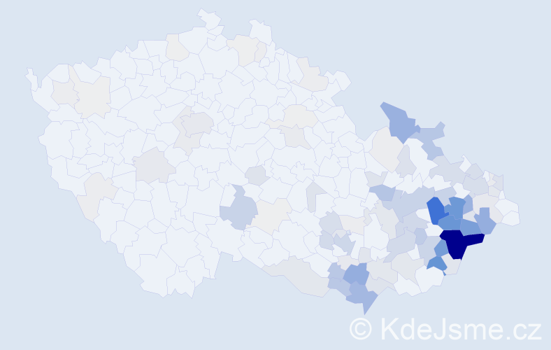 Příjmení: 'Hajda', počet výskytů 422 v celé ČR