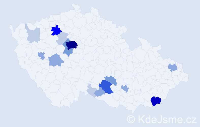 Příjmení: 'Římovská', počet výskytů 53 v celé ČR