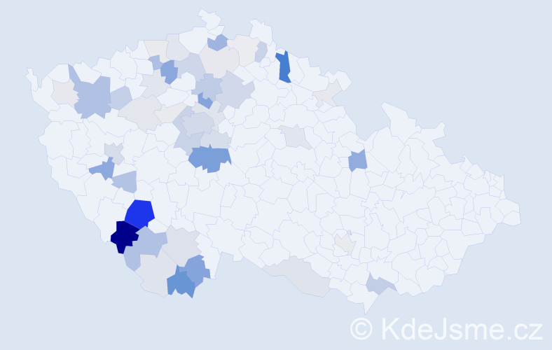 Příjmení: 'Frk', počet výskytů 172 v celé ČR