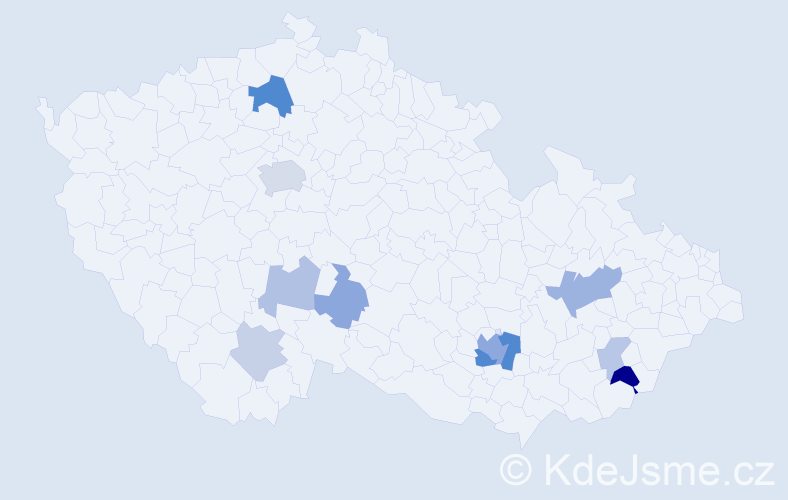 Příjmení: 'Lichková', počet výskytů 23 v celé ČR