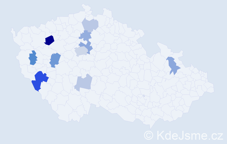 Příjmení: 'Drnka', počet výskytů 21 v celé ČR