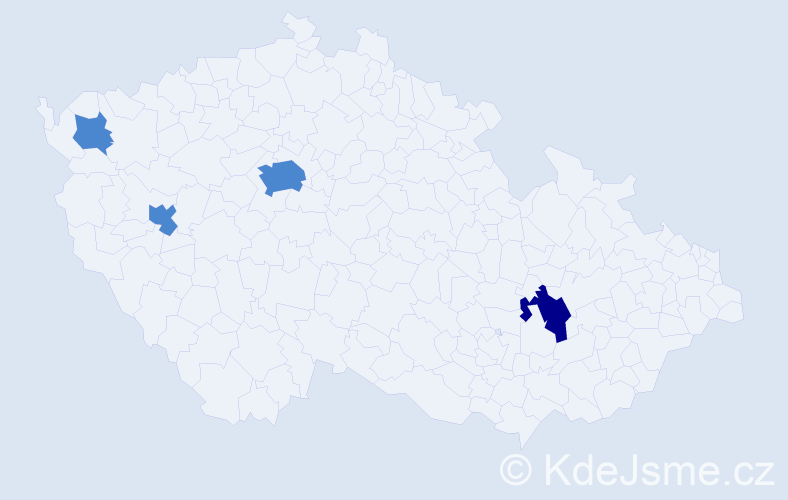 Příjmení: 'Pázral', počet výskytů 6 v celé ČR