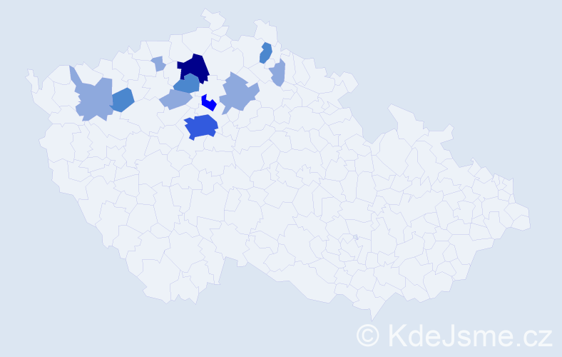 Příjmení: 'Hýř', počet výskytů 23 v celé ČR