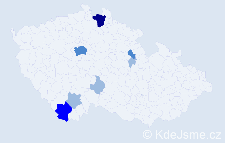 Příjmení: 'Klajl', počet výskytů 14 v celé ČR