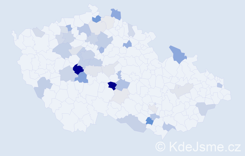 Příjmení: 'Čeleda', počet výskytů 151 v celé ČR