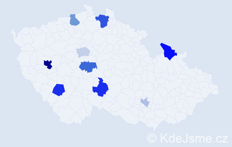 Příjmení: 'Ukrayinets', počet výskytů 14 v celé ČR