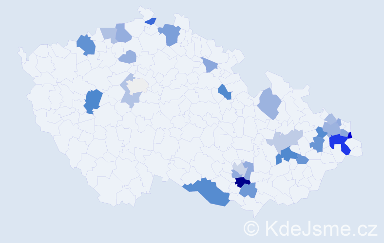 Příjmení: 'Pastva', počet výskytů 87 v celé ČR