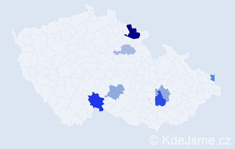 Příjmení: 'Cekul', počet výskytů 13 v celé ČR