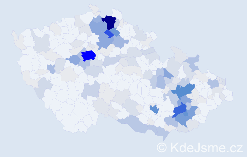 Příjmení: 'Kolomazník', počet výskytů 647 v celé ČR
