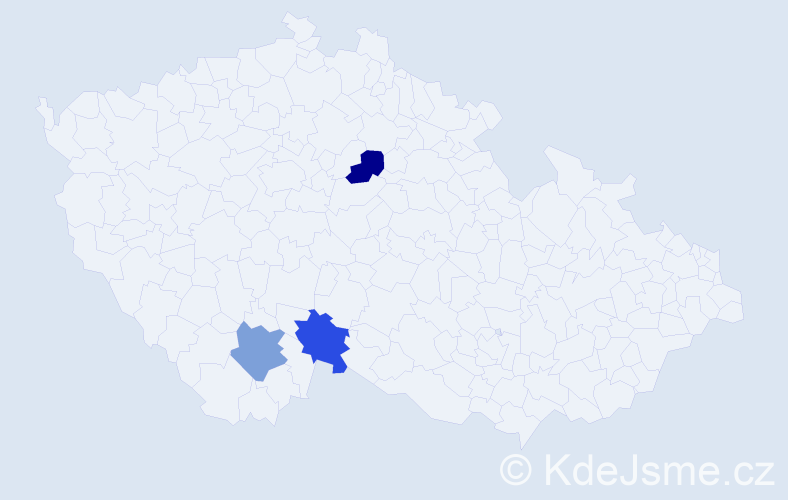 Příjmení: 'Kachlar', počet výskytů 3 v celé ČR
