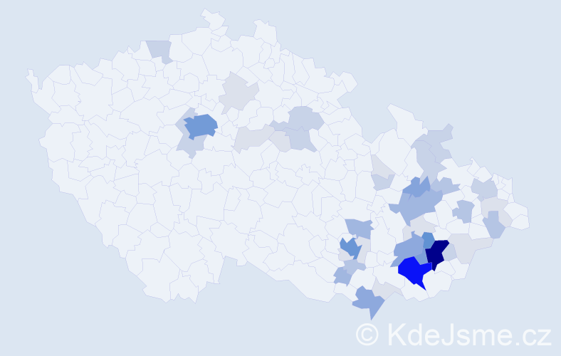 Příjmení: 'Dovrtěl', počet výskytů 145 v celé ČR