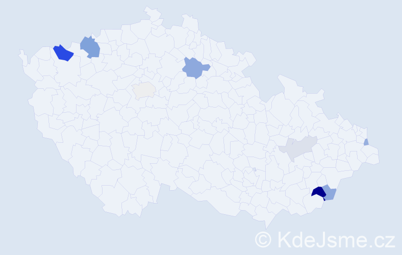 Příjmení: 'Balšan', počet výskytů 18 v celé ČR