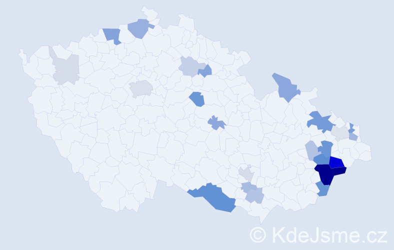 Příjmení: 'Matyščáková', počet výskytů 82 v celé ČR