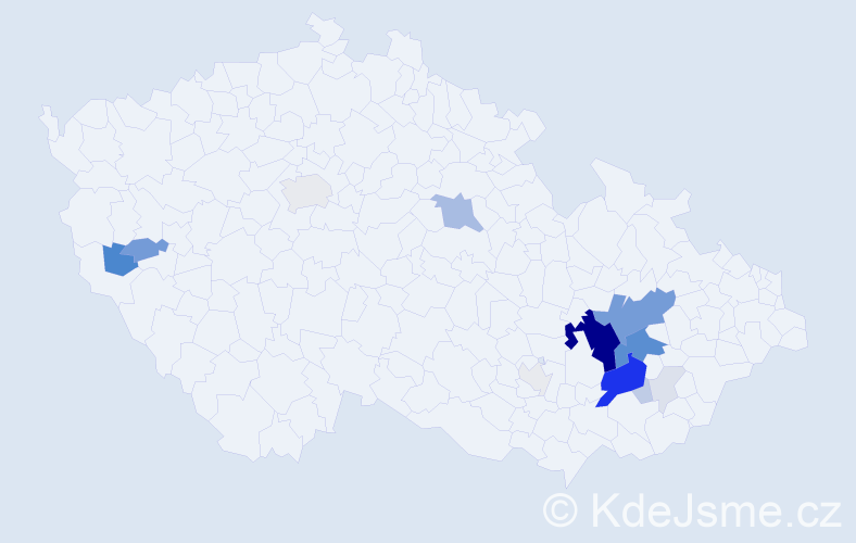 Příjmení: 'Dostálíková', počet výskytů 69 v celé ČR