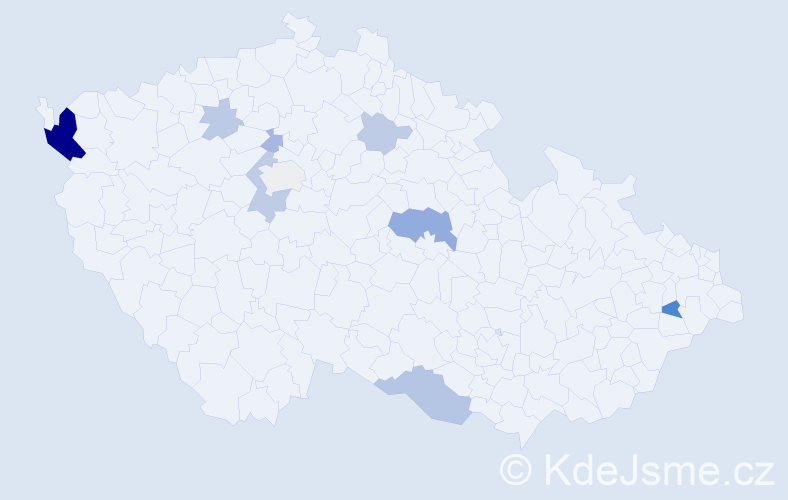 Příjmení: 'Čechvalová', počet výskytů 24 v celé ČR