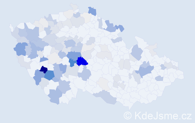 Příjmení: 'Dub', počet výskytů 475 v celé ČR