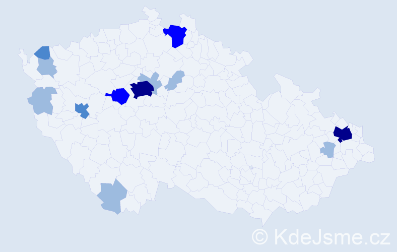 Příjmení: 'Cserge', počet výskytů 24 v celé ČR