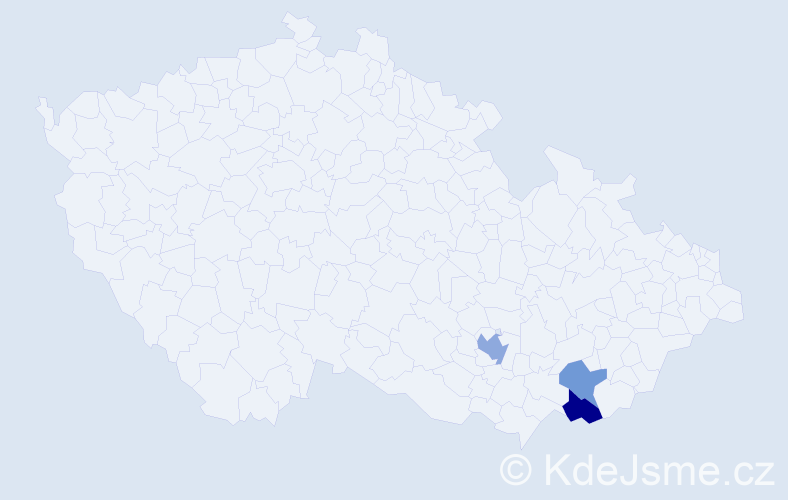 Příjmení: 'Stodolák', počet výskytů 9 v celé ČR