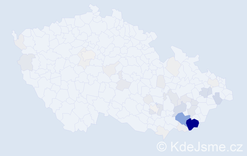 Příjmení: 'Mošťková', počet výskytů 187 v celé ČR
