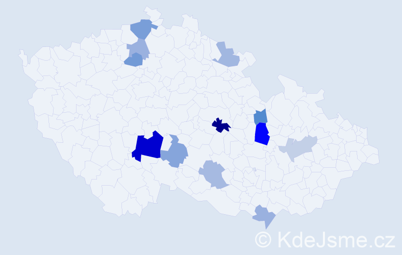 Příjmení: 'Čabáková', počet výskytů 20 v celé ČR