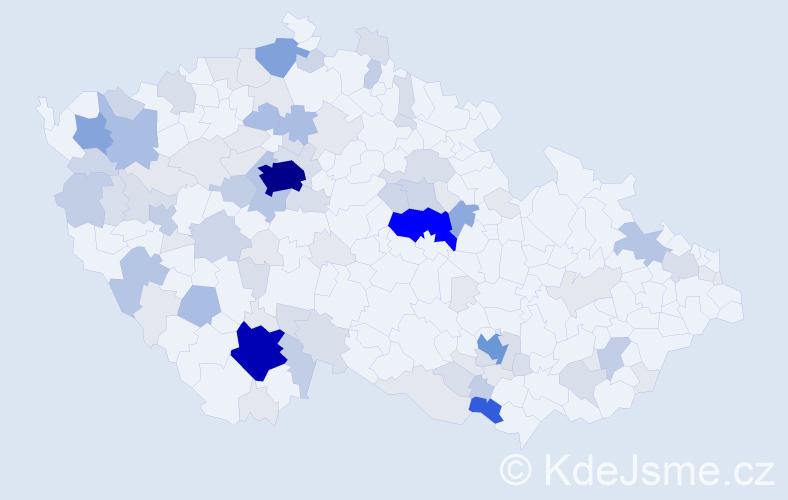 Příjmení: 'Pitra', počet výskytů 329 v celé ČR