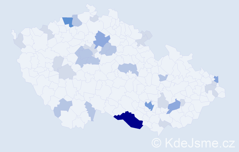 Příjmení: 'Biháry', počet výskytů 72 v celé ČR