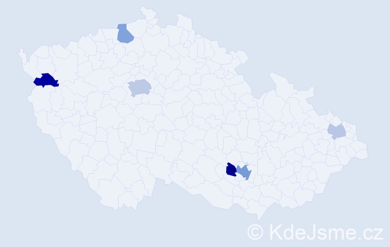 Příjmení: 'Kaptur', počet výskytů 10 v celé ČR