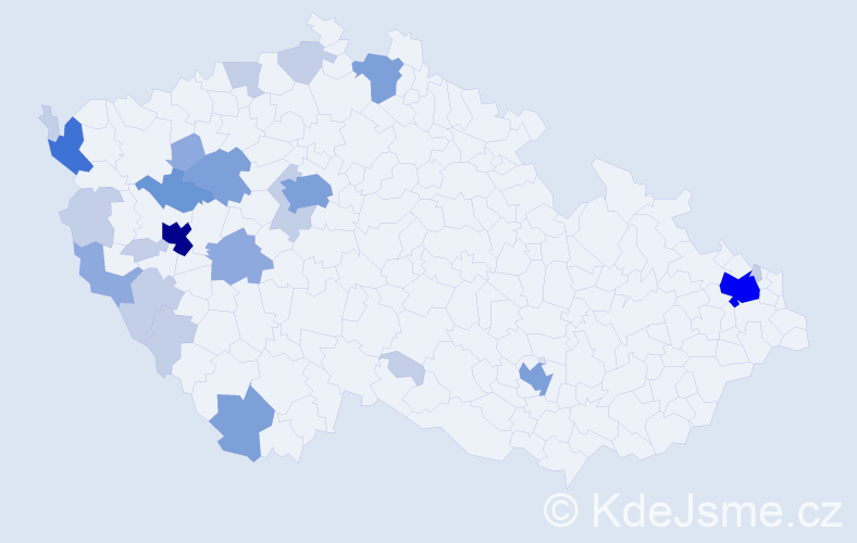 Příjmení: 'Prais', počet výskytů 61 v celé ČR
