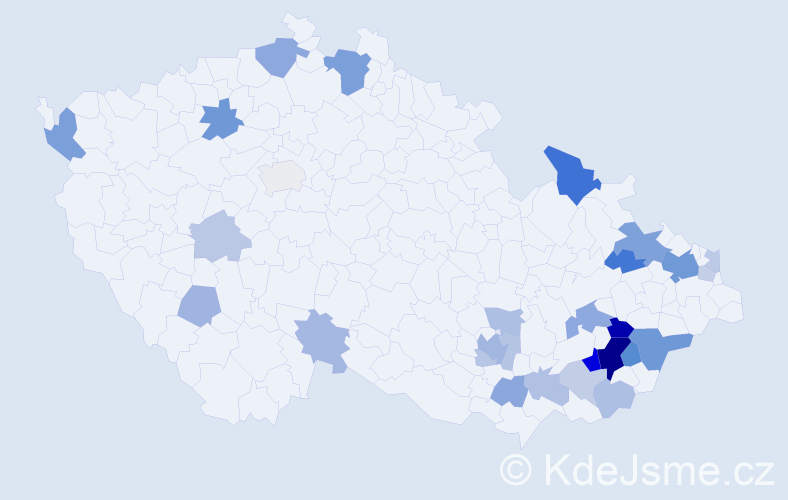 Příjmení: 'Kuňáková', počet výskytů 66 v celé ČR