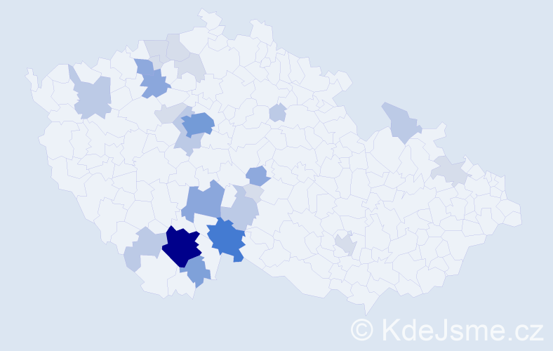 Příjmení: 'Vondruš', počet výskytů 74 v celé ČR