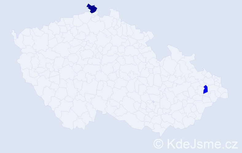 Příjmení: 'Klučík', počet výskytů 2 v celé ČR