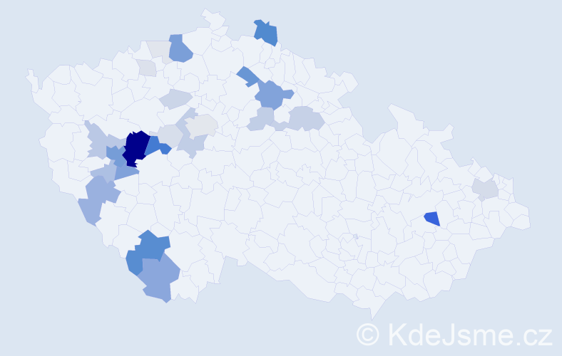 Příjmení: 'Judlová', počet výskytů 92 v celé ČR