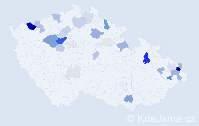 Příjmení: 'Kónya', počet výskytů 117 v celé ČR