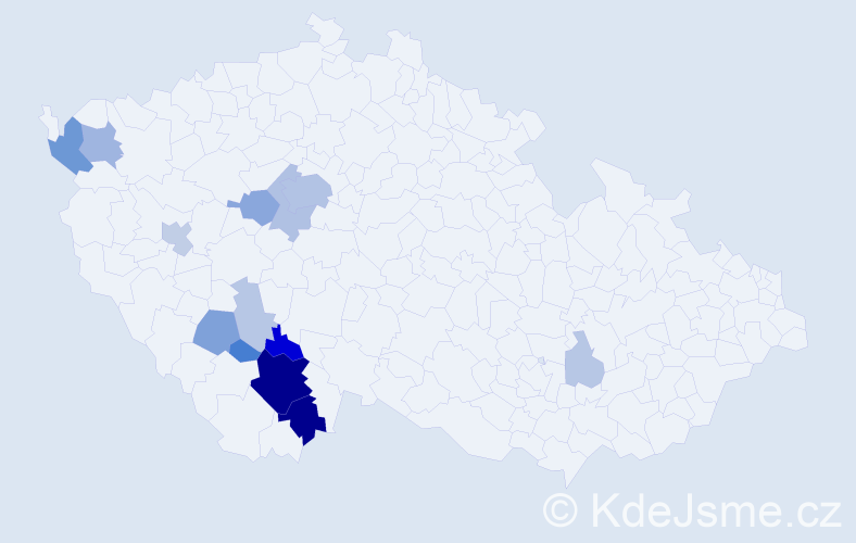 Příjmení: 'Tlamsová', počet výskytů 53 v celé ČR