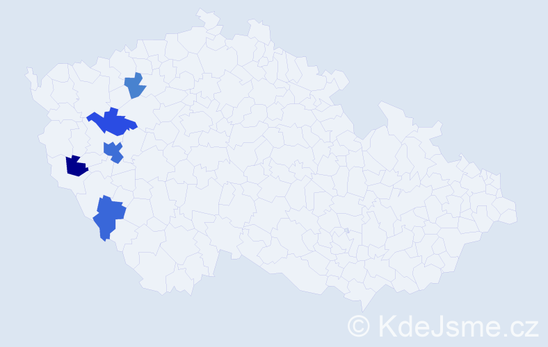 Příjmení: 'Mejcharová', počet výskytů 9 v celé ČR