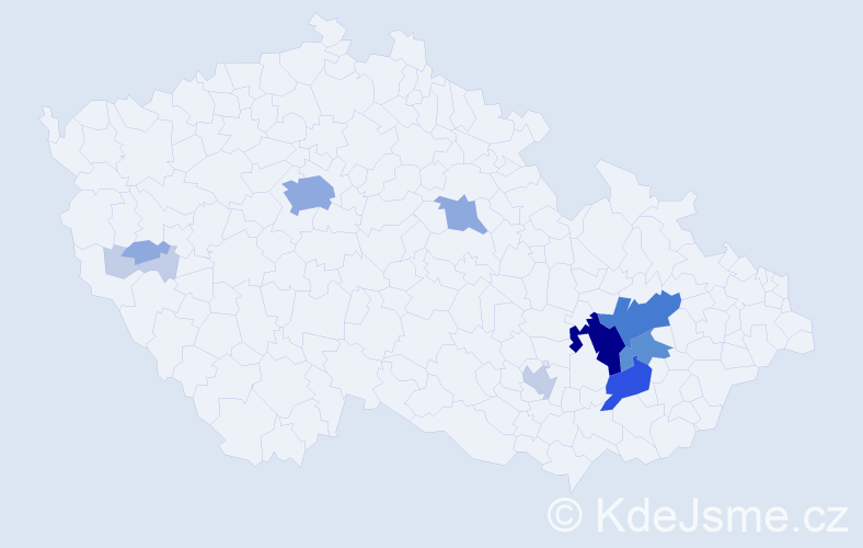 Příjmení: 'Dostálíková', počet výskytů 72 v celé ČR
