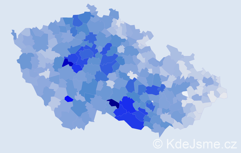 Příjmení: 'Veselý', počet výskytů 12963 v celé ČR