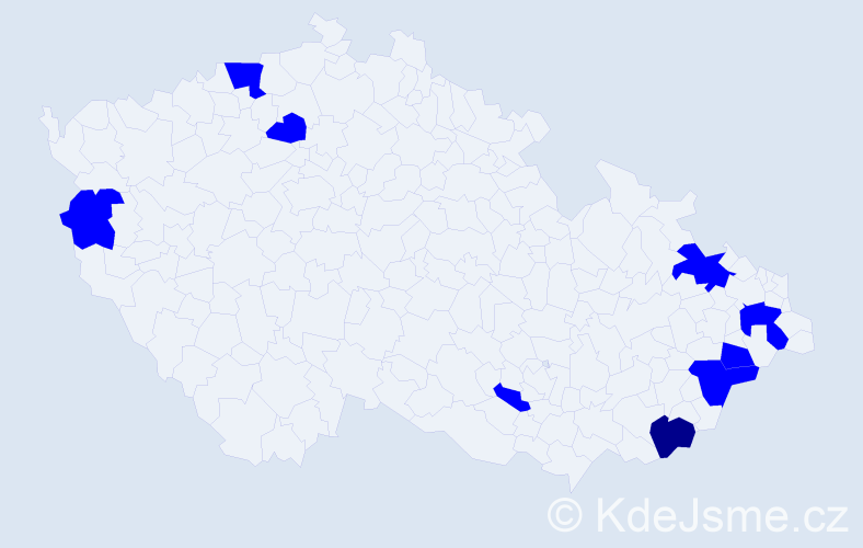 Příjmení: 'Rypák', počet výskytů 10 v celé ČR