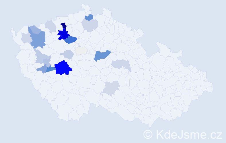 Příjmení: 'Záborec', počet výskytů 50 v celé ČR