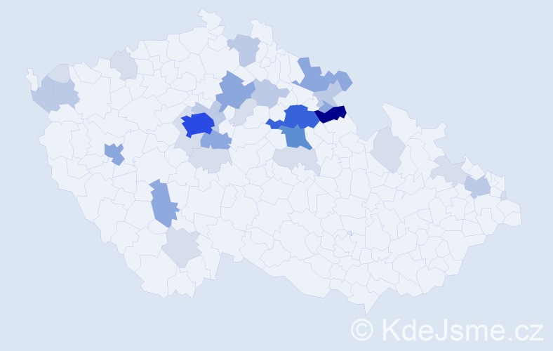 Příjmení: 'Pumrová', počet výskytů 99 v celé ČR
